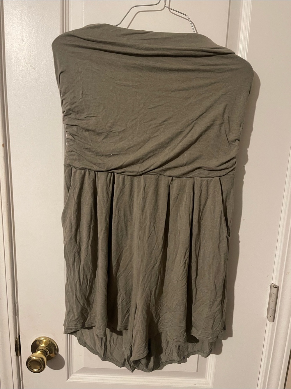 Fashion Nova Olive Strapless Romper